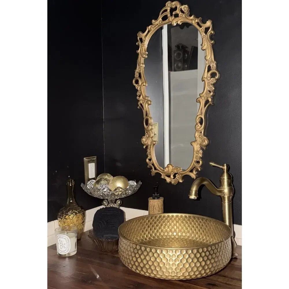 14” Solid Brass Hand Hammered Vessel Sink Antique Brass Bathroom Vanity Bowl